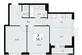 3 room apartment 57 m² poselenie Sosenskoe, Russia