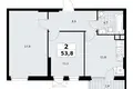 2 room apartment 54 m² South-Western Administrative Okrug, Russia