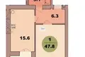 1 room apartment 48 m² in Kaliningrad, Russia