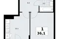 1 room apartment 36 m² Troitsk, Russia