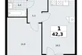 Wohnung 1 zimmer 42 m² Kommunarka, Russland