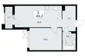 1 room apartment 49 m² Troitsk, Russia