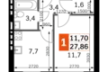 Mieszkanie 1 pokój 28 m² Naro-Fominskiy gorodskoy okrug, Rosja