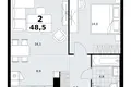 Wohnung 2 zimmer 49 m² Kommunarka, Russland
