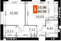 Mieszkanie 1 pokój 41 m² Odincovskiy gorodskoy okrug, Rosja