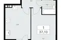 1 room apartment 37 m² Moscow, Russia