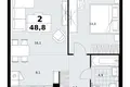 Apartamento 2 habitaciones 49 m² Kommunarka, Rusia
