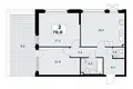 2 room apartment 70 m² Kommunarka, Russia