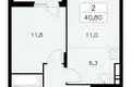 2 room apartment 41 m² Moscow, Russia