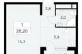 Квартира 1 комната 28 м² Юго-Западный административный округ, Россия