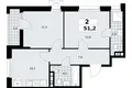 2 room apartment 51 m² poselenie Sosenskoe, Russia