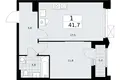 Wohnung 1 zimmer 42 m² Troizk, Russland