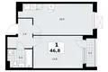 Mieszkanie 1 pokój 47 m² Kommunarka, Rosja