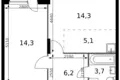 Квартира 2 комнаты 45 м² Сапроново, Россия