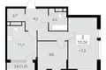 Квартира 2 комнаты 56 м² Юго-Западный административный округ, Россия