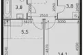 1 room apartment 45 m² Moscow, Russia