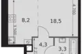 Студия 1 комната 34 м² район Коньково, Россия