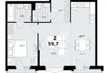 Wohnung 2 zimmer 60 m² Kommunarka, Russland