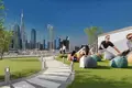 Residential complex High-rise residence Vento Tower with a swimming pool and a co-working area in the center of Dubai, Business Bay, UAE