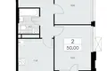 2 room apartment 50 m² Moscow, Russia