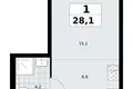 Mieszkanie 1 pokój 28 m² Troick, Rosja
