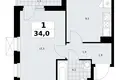 Appartement 1 chambre 34 m² Kommunarka, Russie
