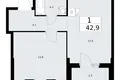 Apartamento 1 habitación 43 m² Troitsk, Rusia