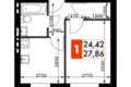 Квартира 1 комната 28 м² Наро-Фоминский городской округ, Россия