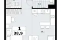 1 room apartment 39 m² Kommunarka, Russia