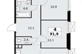 Квартира 4 комнаты 92 м² Юго-Западный административный округ, Россия