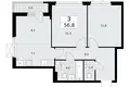 3 room apartment 57 m² poselenie Sosenskoe, Russia