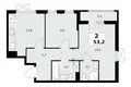 2 room apartment 53 m² poselenie Sosenskoe, Russia