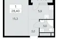 Mieszkanie 1 pokój 28 m² South-Western Administrative Okrug, Rosja