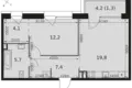 Квартира 1 комната 51 м² район Ростокино, Россия