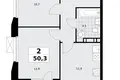 2 room apartment 50 m² poselenie Sosenskoe, Russia