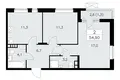 2 room apartment 55 m² poselenie Sosenskoe, Russia