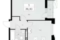 1 room apartment 36 m² Moscow, Russia