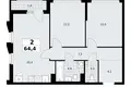 Wohnung 2 zimmer 64 m² Troizk, Russland