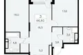 3 room apartment 67 m² South-Western Administrative Okrug, Russia