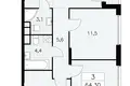 3 room apartment 64 m² South-Western Administrative Okrug, Russia