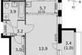 Студия 1 комната 31 м² Развилка, Россия