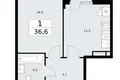 Mieszkanie 1 pokój 37 m² Wnukowo, Rosja