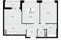 3 room apartment 55 m² Moscow, Russia