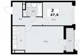 2 room apartment 48 m² poselenie Sosenskoe, Russia