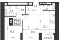 Mieszkanie 2 pokoi 59 m² Konkovo District, Rosja