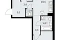 Mieszkanie 2 pokoi 59 m² Troick, Rosja