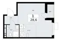 Квартира 1 комната 29 м² район Внуково, Россия
