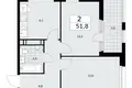 2 room apartment 52 m² Moscow, Russia