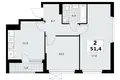 2 room apartment 51 m² poselenie Sosenskoe, Russia