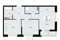 2 room apartment 55 m² Moscow, Russia